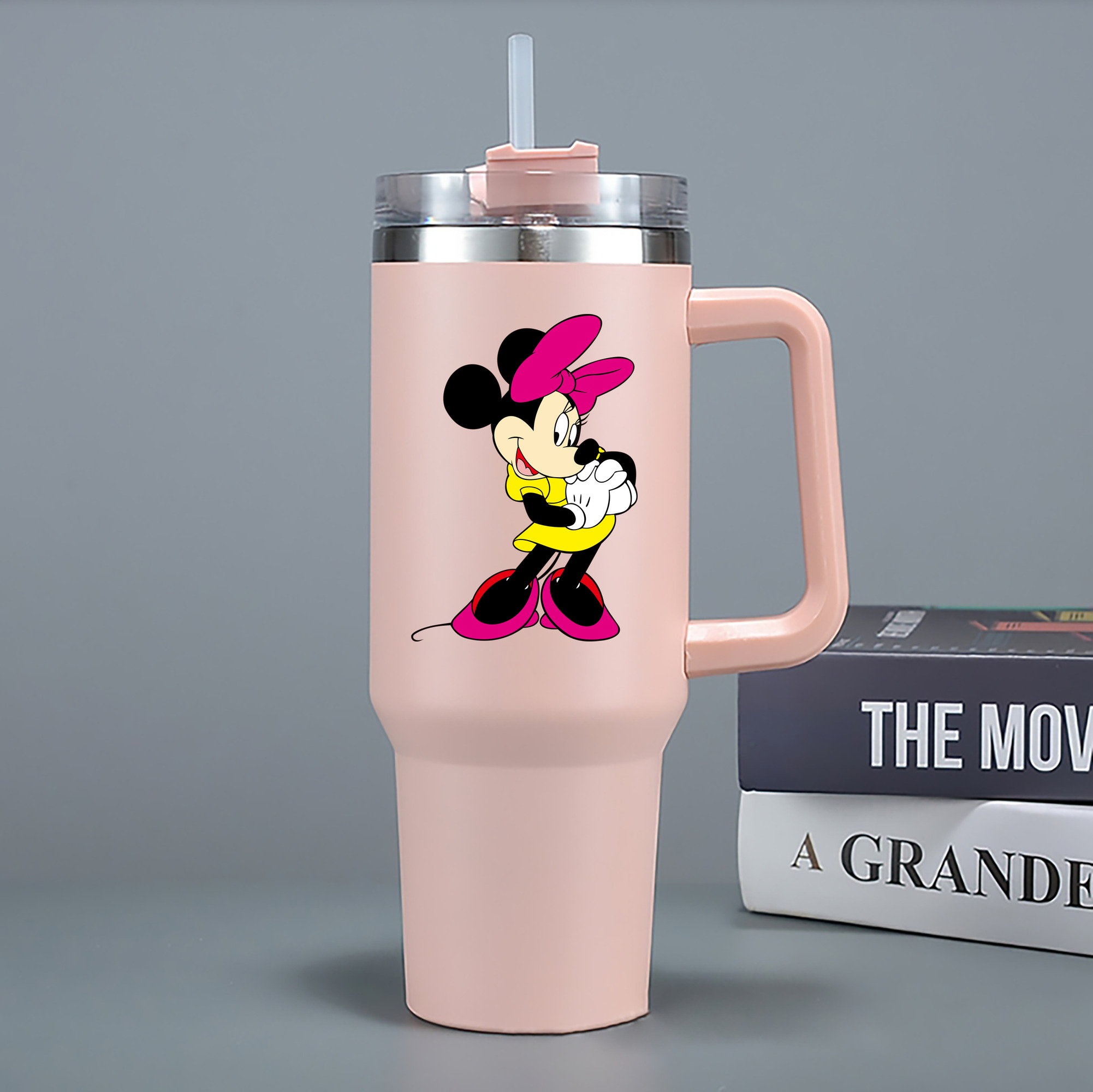 （画像用） ミッキーマウス Mickey Mouse 1200mL車用タンブラー - クリスタルステッカー（プラスチックストロー付き）